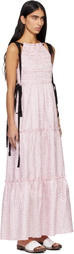 GANNI Pink Shibori Pleat Smock Maxi Dress