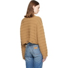 MM6 Maison Margiela Beige Ribbed Horizontal Links Crewneck