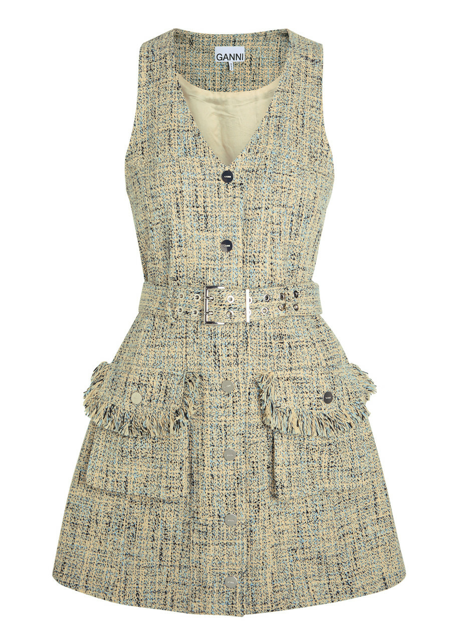 【Ganni】 Belted tweed minidress Ganni Belted tweed minidress GANNI