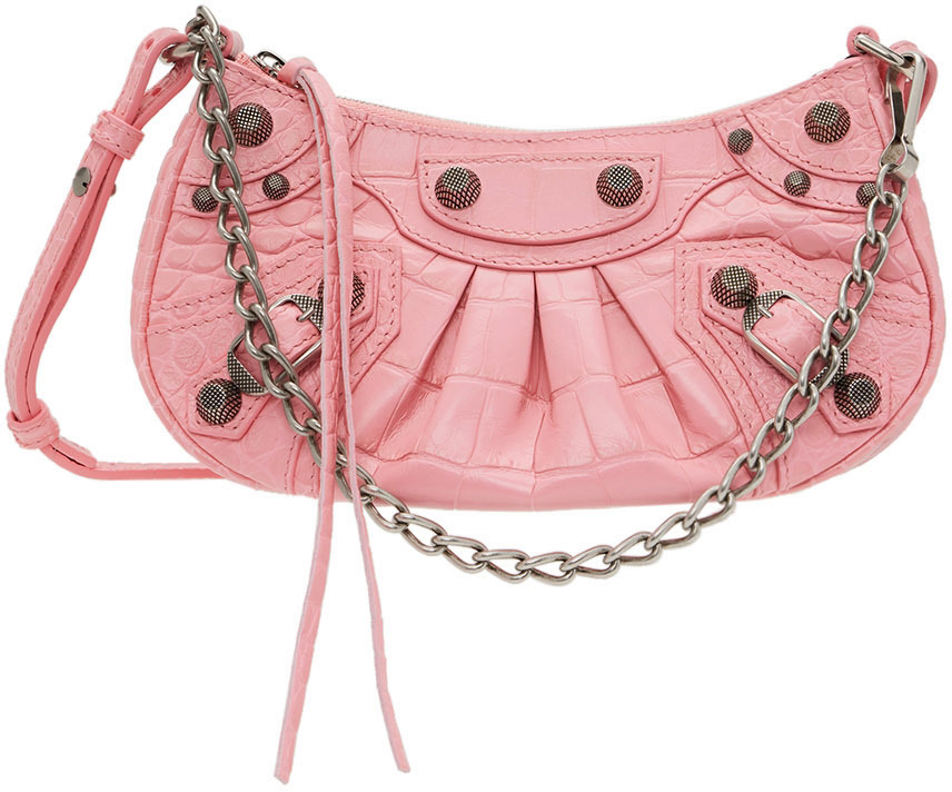 Balenciaga Small Neo Cagole Leather Shoulder Bag in Sweet Pink