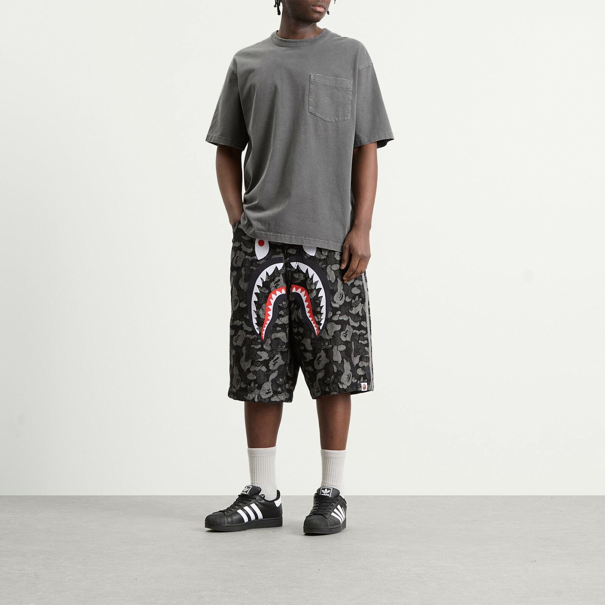 Adidas Men's x A Bathing Ape Denim Jorts in Black