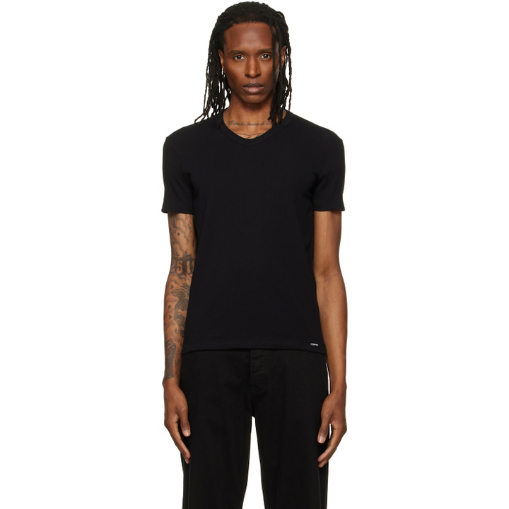 Photo: TOM FORD Black V-Neck T-shirt