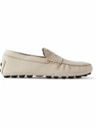 Tod's - City Shearling-Lined Nubuck Driving Shoes - Neutrals