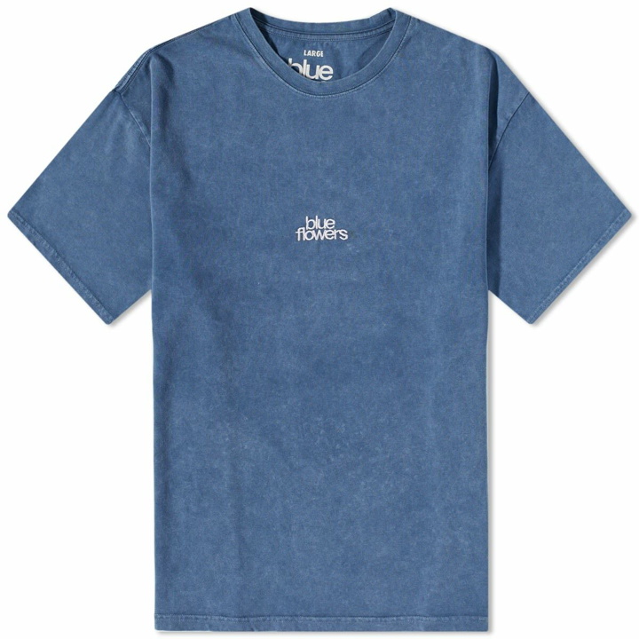 Photo: Blue Flowers Men's Heavy Wash T-Shirt in Blue Wash