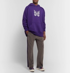 Needles - Oversized Logo-Print Loopback Cotton-Jersey Hoodie - Purple