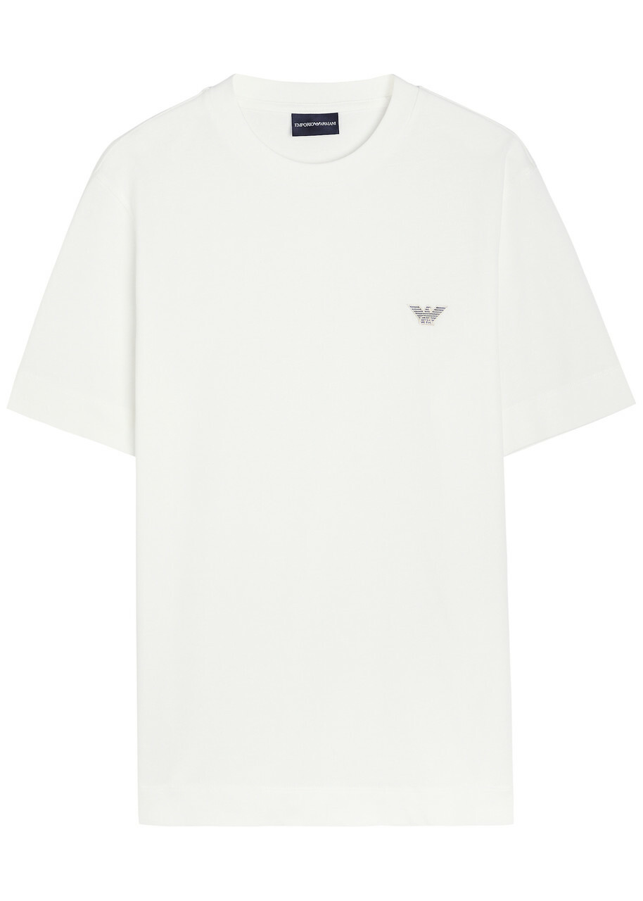 Emporio Armani Logo-embroidered Cotton T-shirt White