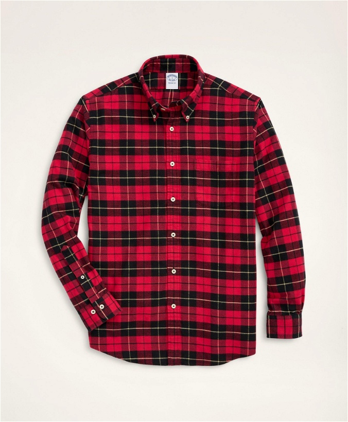 Photo: Brooks Brothers Men's Regent Regular-Fit Portuguese Flannel Shirt | Red/Black