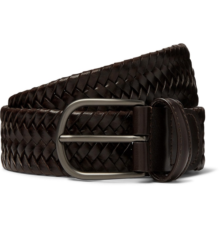 Photo: Anderson's - 3.5cm Dark-Brown Woven Leather Belt - Brown