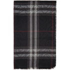 Burberry Black Gauze Giant Check Metallic Monogram Scarf