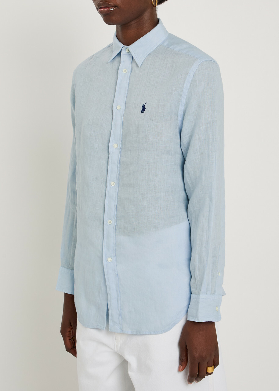 Polo Ralph Lauren Logo-embroidered Linen Shirt Light Blue
