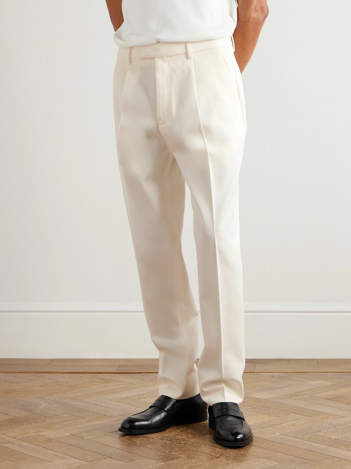Zegna - Straight-Leg Cotton and Wool-Blend Trousers - White