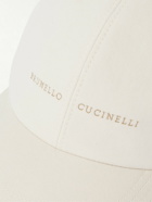 Brunello Cucinelli - Logo-Embroidered Leather-Trimmed Cotton-Twill Baseball Cap - White