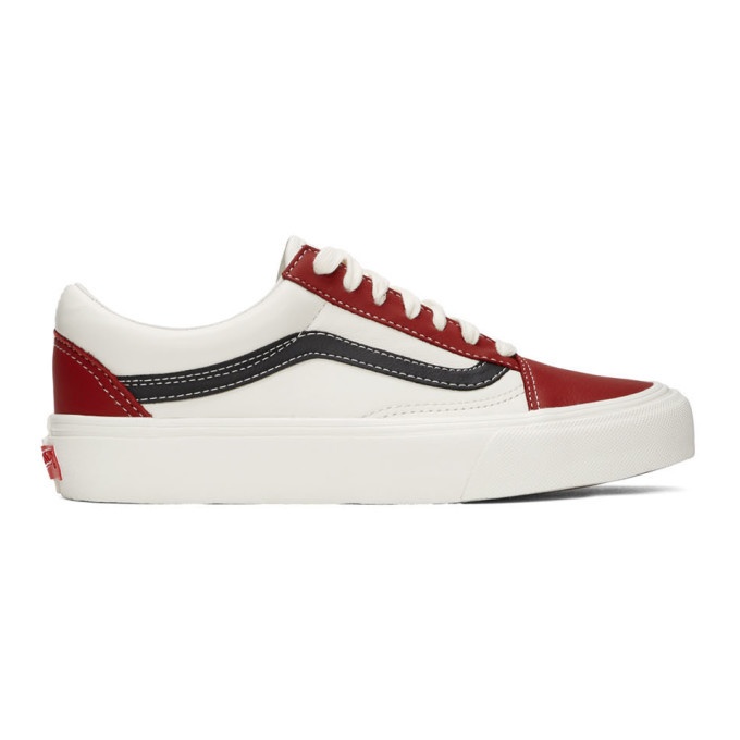 Photo: Vans Red and Off-White OG Old Skool VLT LX Sneakers