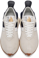 Lanvin Beige & Navy Suede Bumpr Sneakers