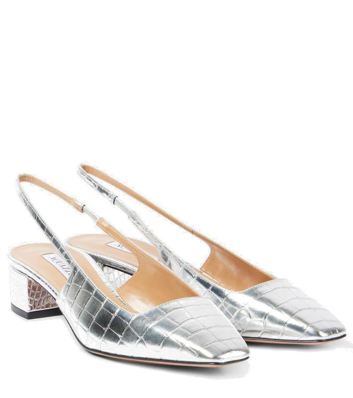 Photo: Aquazzura Ginza croc-effect slingback pumps