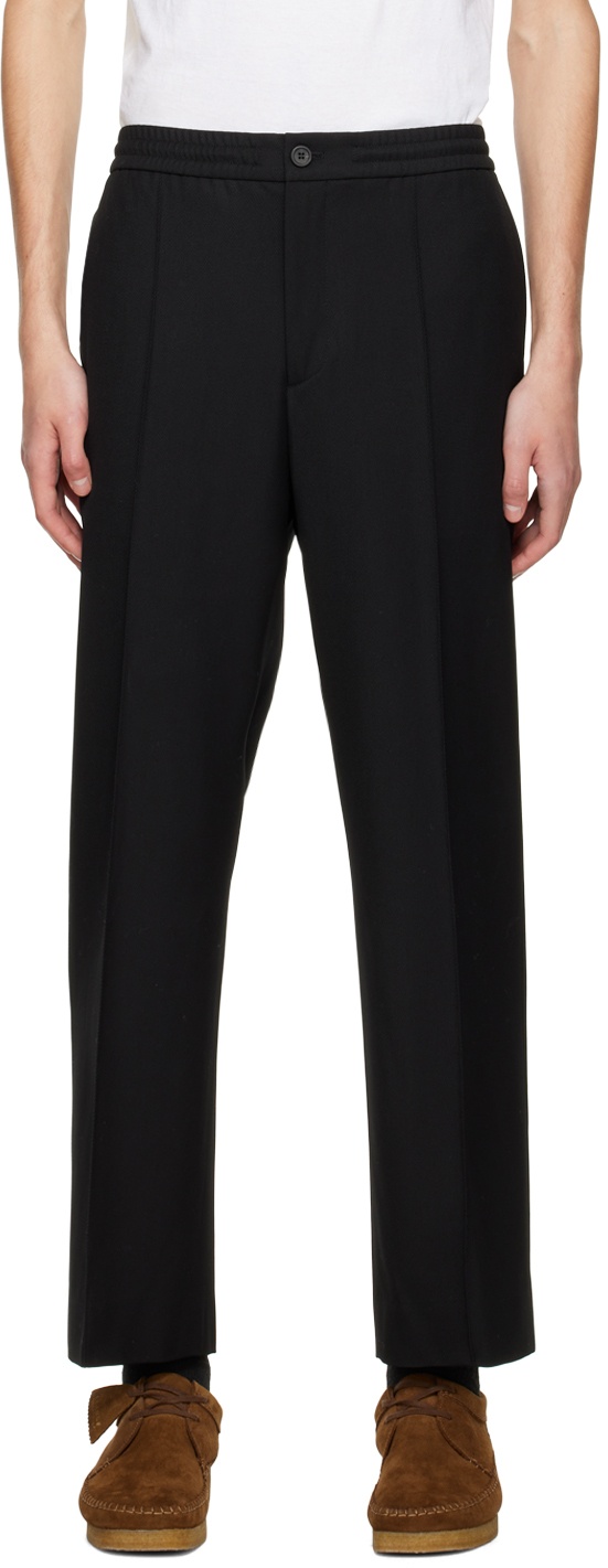 Solid Homme Black Pintuck String Trousers Solid Homme