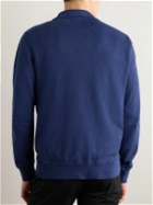 Hartford - Cotton-Jersey Half-Zip Sweatshirt - Blue