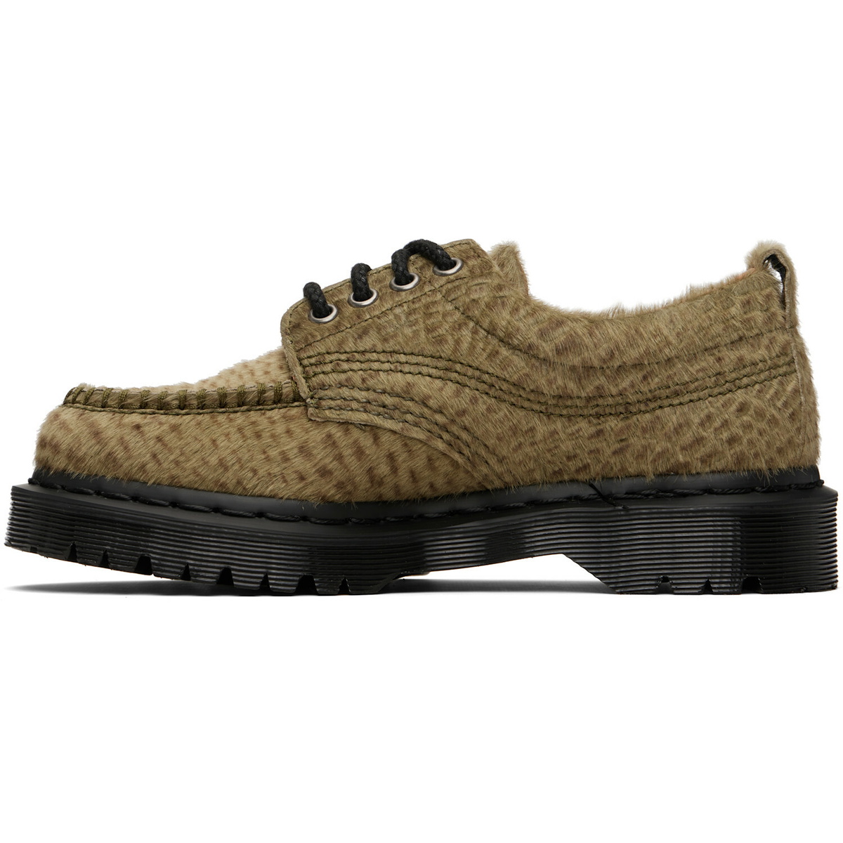Dr. Martens Khaki Lowell Hair-On Leather Moc Toe Derbys