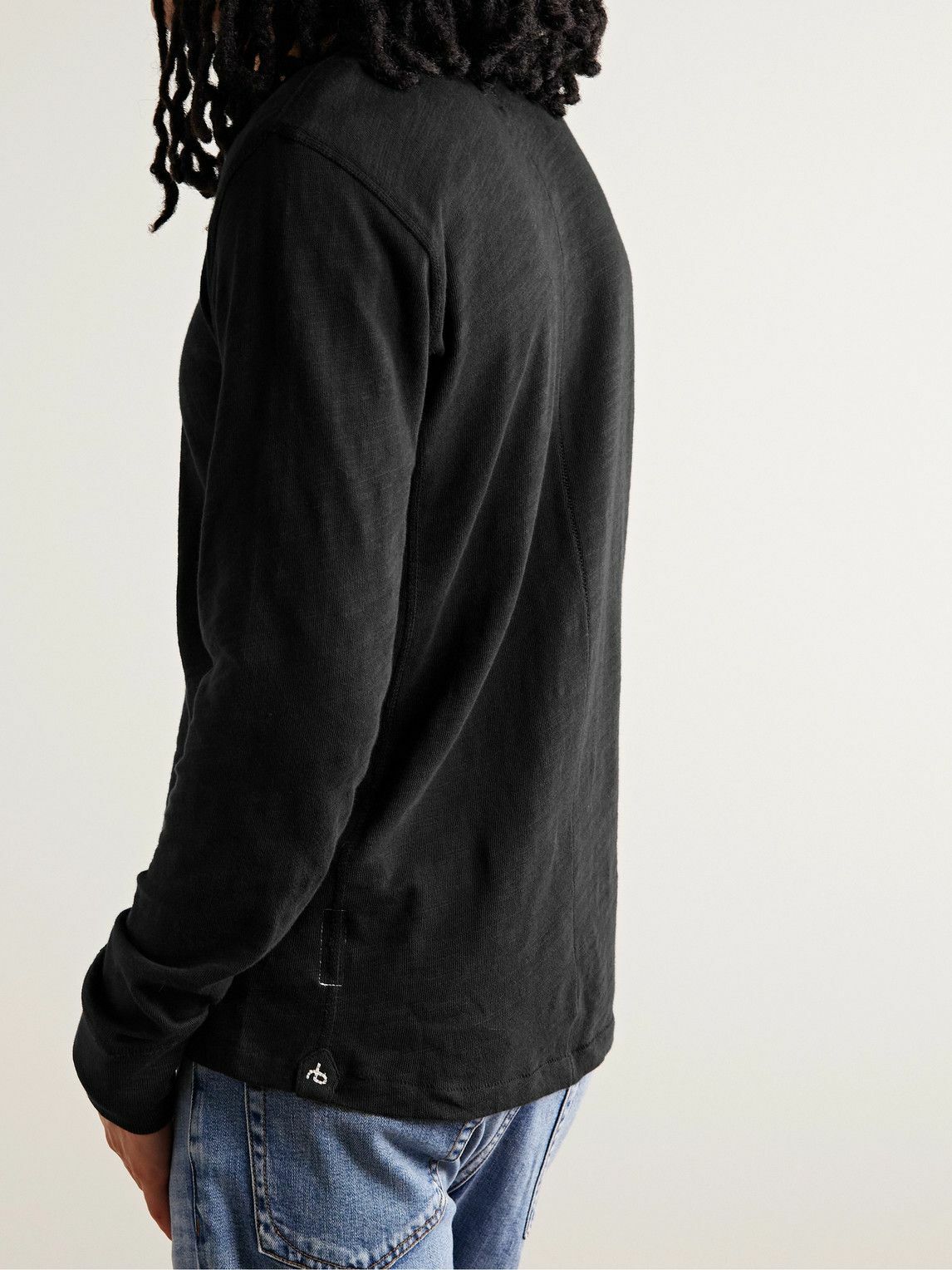 Rag & Bone CottonJersey Henley TShirt Black Rag and Bone