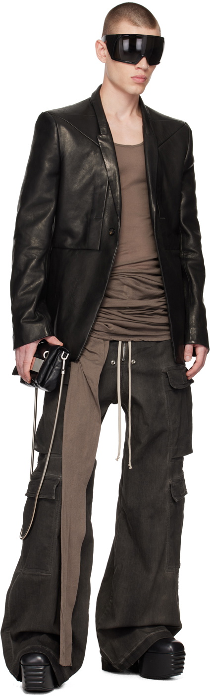 Rick Owens Black Fogpocket Leather Jacket