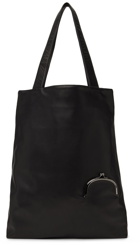 Yohji Yamamoto Black Large Leather Clasp Tote