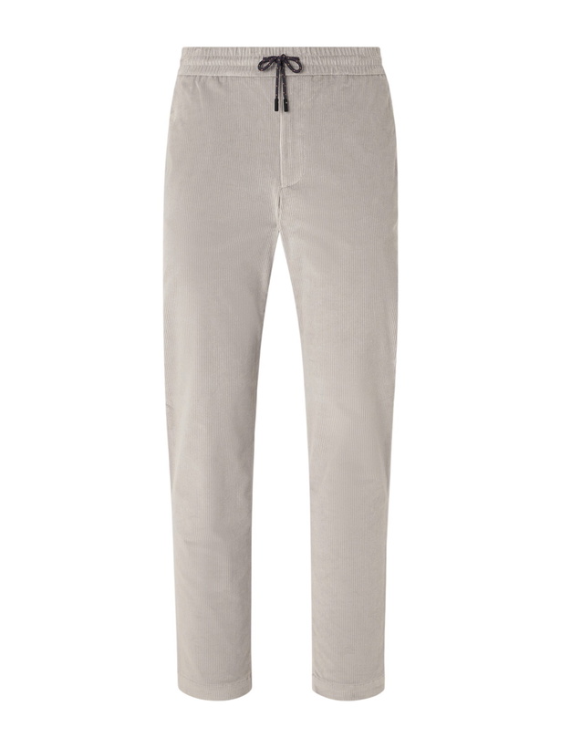 Photo: SEASE - Mindset Slim-Fit Cotton-Blend Corduroy Drawstring Trousers - Gray