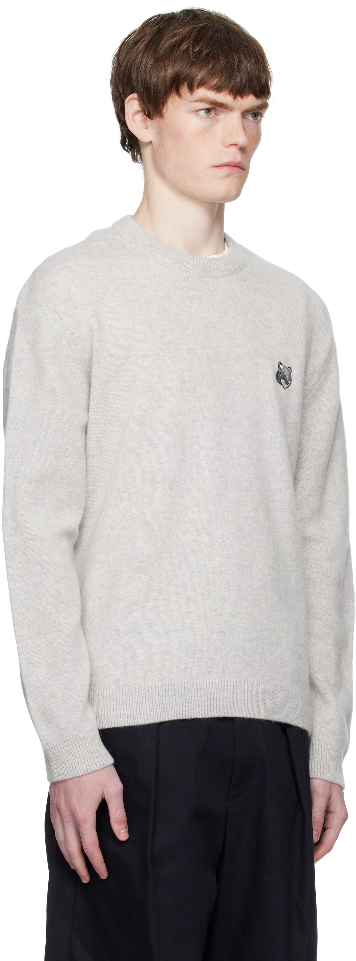 Maison Kitsuné Gray Fox Head Comfort Sweater