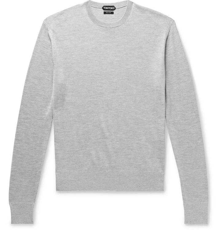 Photo: TOM FORD - Silk and Cotton-Blend Sweater - Gray