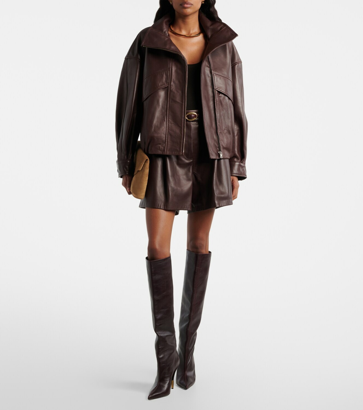 Nour Hammour Roland leather bomber jacket