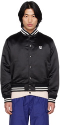 Maison Kitsuné Black Fox Head Bomber Jacket