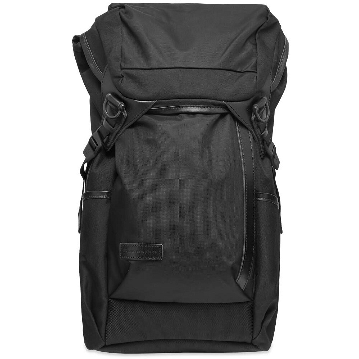 Photo: Master-Piece Men's Potential Leather Trim Backpack in Black