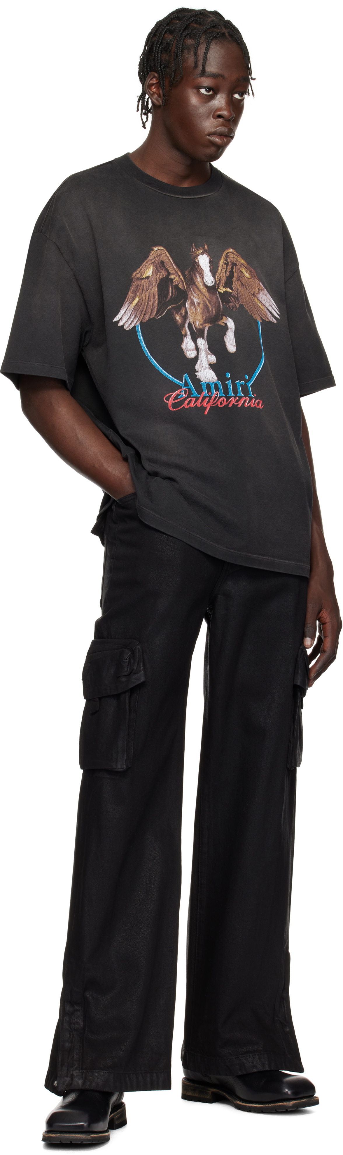 AMIRI Black Vintage Wash Pegasus T-shirt Amiri