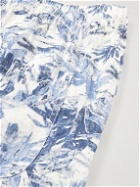 120% - Straight-Leg Printed Linen Drawstring Bermuda Shorts - Blue