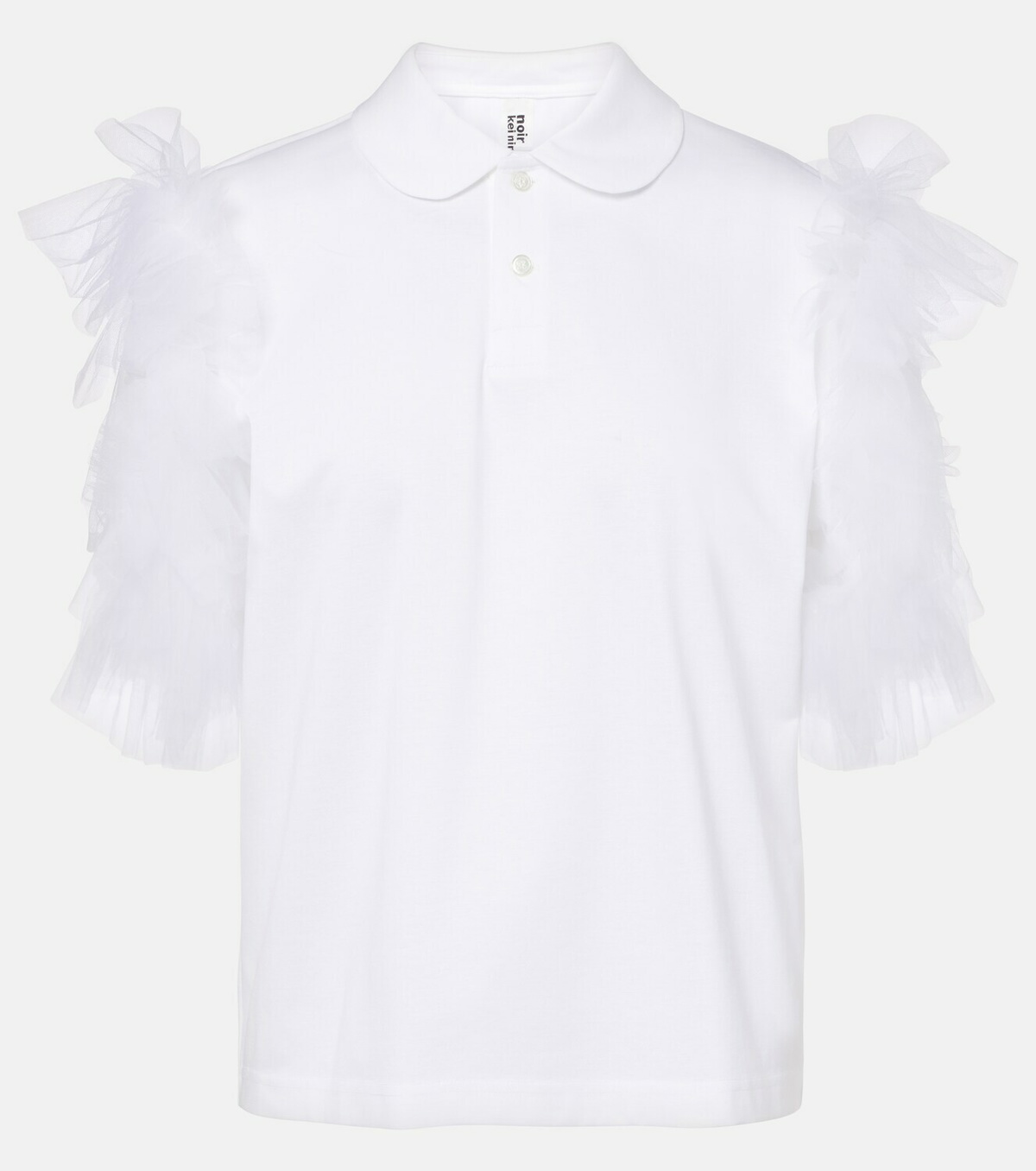 Noir Kei Ninomiya Tulle-trimmed cotton polo shirt