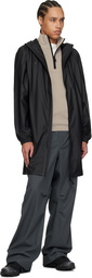 RAINS Black Long Storm Breaker Rain Coat