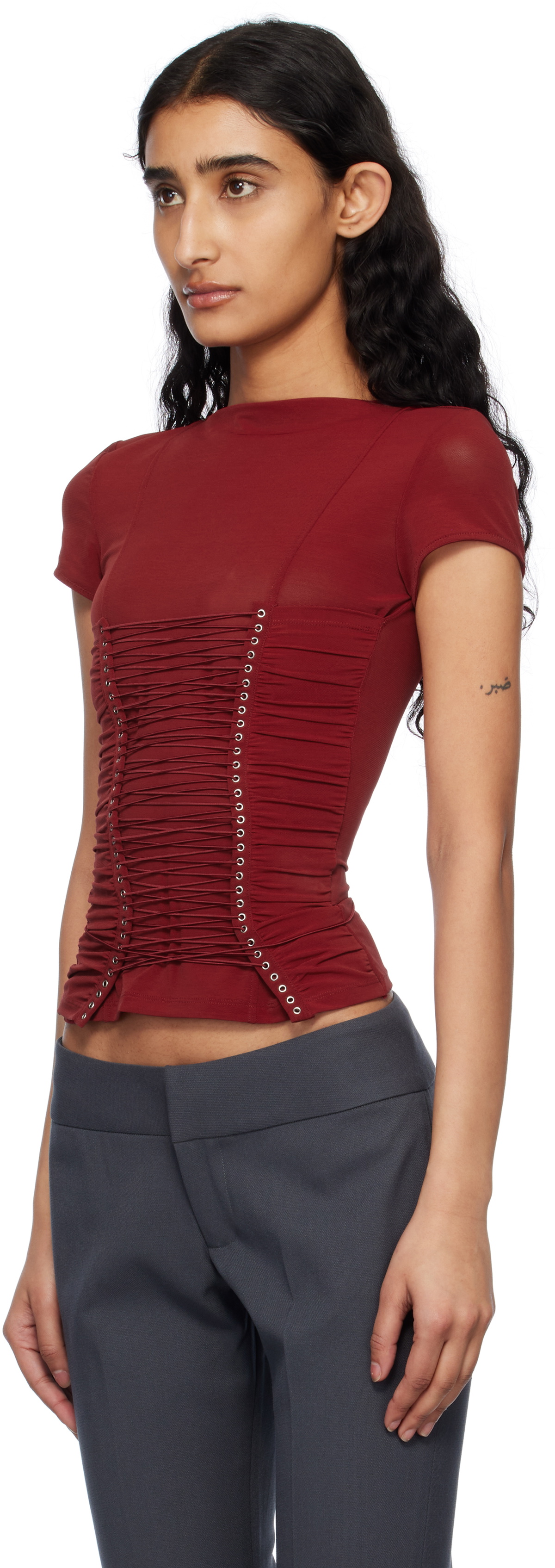 Fancì Club Red Vermillion Lace-Up T-shirt
