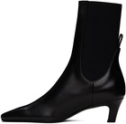 TOTEME Black 'The Mid Heel' Leather Boots