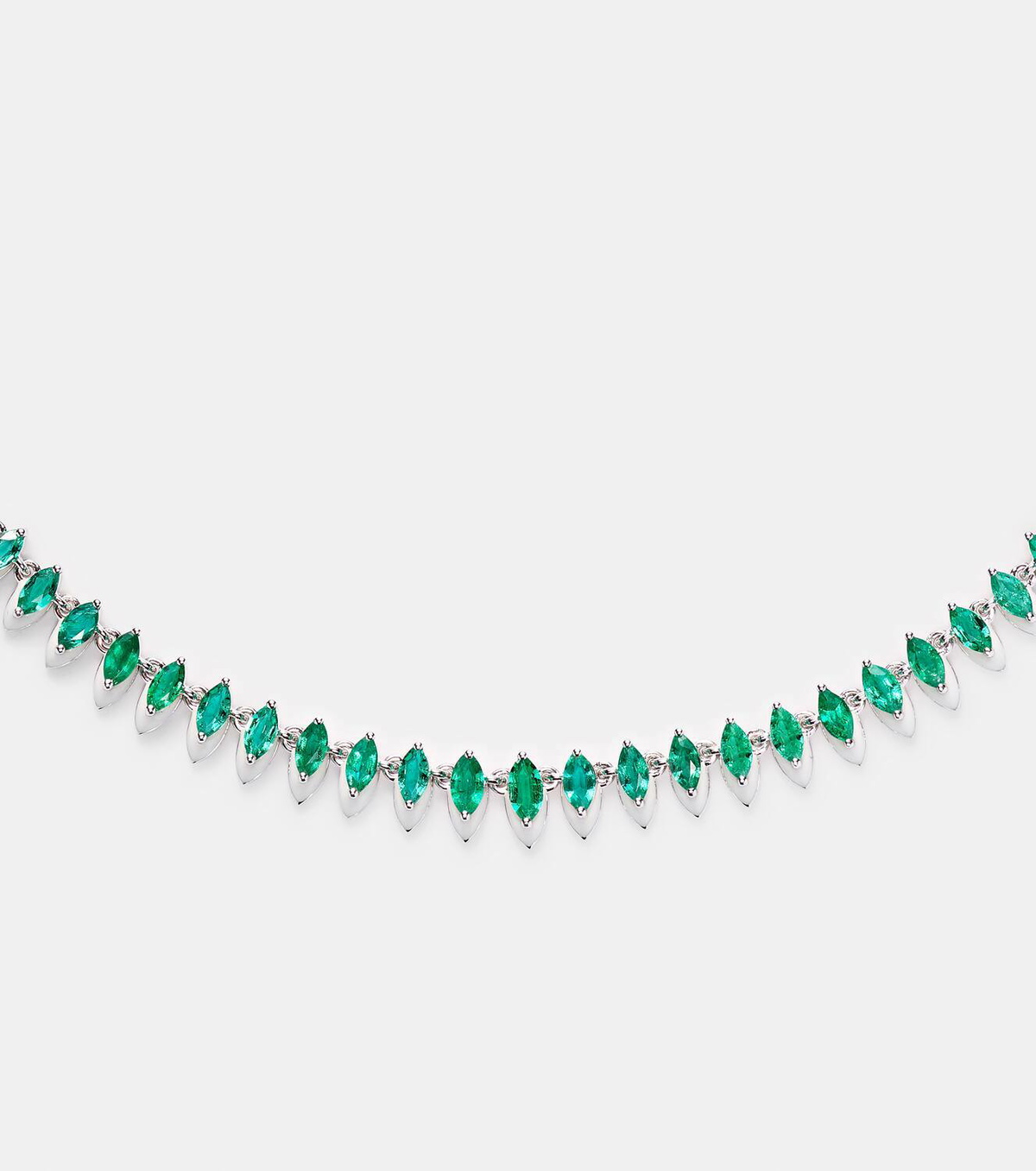 Kamyen 18kt white gold and enamel choker with emeralds