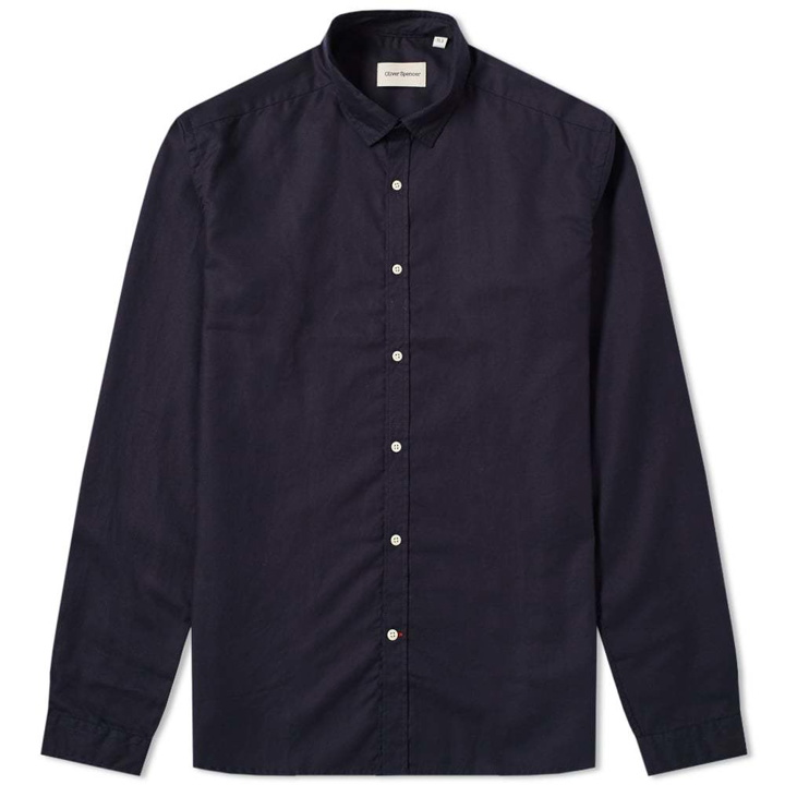 Photo: Oliver Spencer Clerkenwell Tab Shirt Astley Midnight