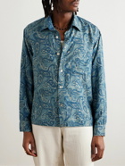 Kartik Research - Camp-Collar Paisley-Print Silk Shirt - Blue