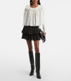 Marant Etoile Polka-dot embroidered cotton miniskirt