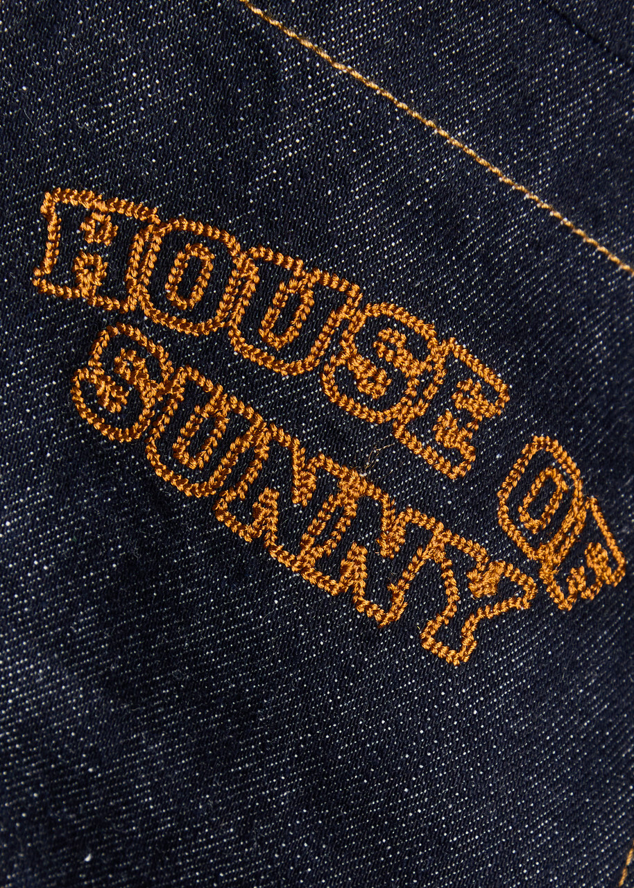 House OF Sunny Designer-embroidered Denim Shirt Indigo