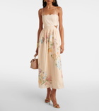 Zimmermann Halliday scalloped floral linen midi dress