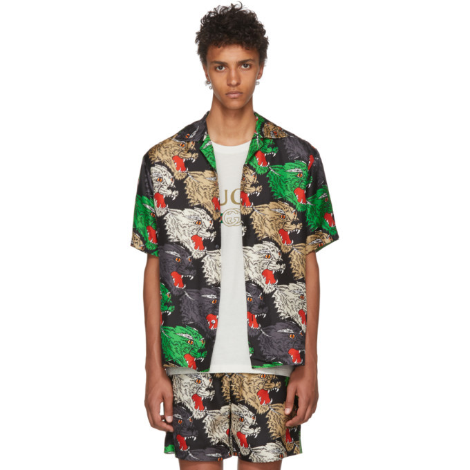 Photo: Gucci Multicolor Silk Panther Face Shirt