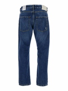 Icon Denim Blue Five Pocket Jeans With Logo Patch On The Back In Denim Man