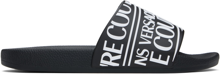 Photo: Versace Jeans Couture Black Logo Pool Slides