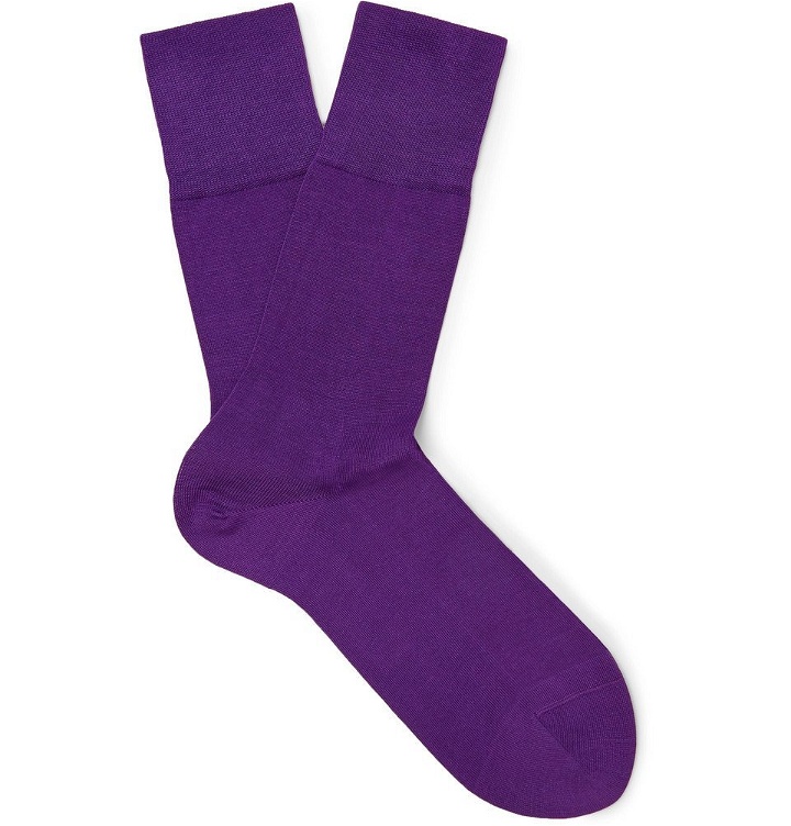 Photo: Falke - Tiago Stretch-Cotton Blend Socks - Purple