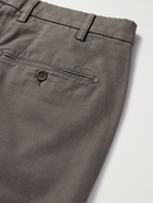 CANALI - Slim-Fit Tapered Stretch Cotton-Twill Chinos - Brown