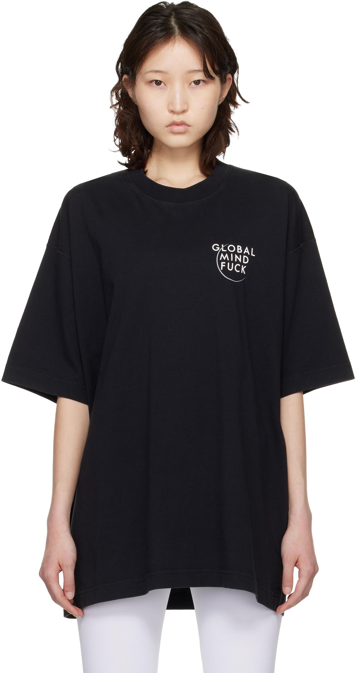VETEMENTS Black 'Global MF' T-shirt