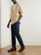 Mr P. - Samuel Straight-Leg Garment-Dyed Cotton and Linen-Blend Twill Cargo Trousers - Blue